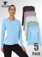 TELALEO 5 Pack Ladies | Long Sleeve | Breathable | Sports Fitness Running Yoga | Ladies