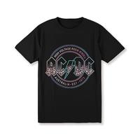 Women's Retro AC/DC Rock Band Graphic T-Shirt - Vintage Olive Green, Casual Tee with Lightning Emblem, Machine Washable, Band...