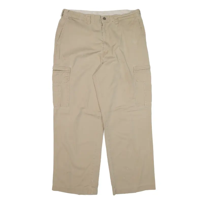 DICKIES Cargo Workwear Trousers Beige Relaxed Straight Mens W36 L30