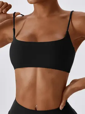 Women's Solid Wireless Sports Bra, Sporty Breathable Comfortable Bra, Ladies Sportswear for Yoga Gym