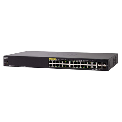 Cisco SF350-24MP-K9 | Small Business SF350-24MP POE+ 24 x Ports 10/100Base-T + 2 x SFP Ports Layer 3 Fast Ethernet Switch