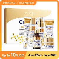 Natural Collagen Skincare Set with 10X Collagen & Hyaluronic Acid, Firming Skin Care Kit for Anti-Wrinkle Moisturizing & Glow...