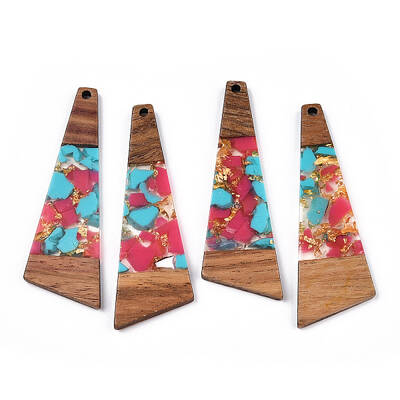 Transparent Resin & Walnut Wood Big Pendants