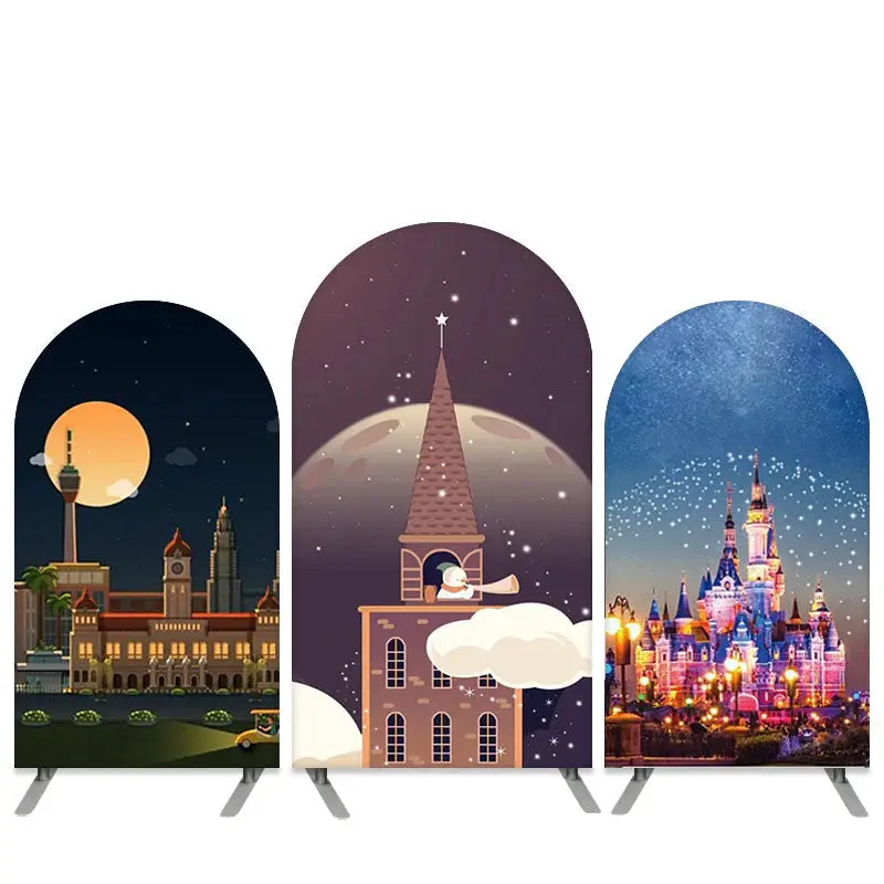 Aperturee Glitter Castle Theme Moon Night Birthday Arch Backdrop Kit | Circle Arch Backdrop | Diy Chiara Backdrop Cover | Rou...