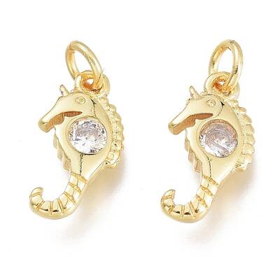 Brass Micro Pave Clear Cubic Zirconia Charms