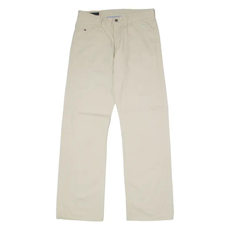 TOMMY HILFIGER Brooklyn Chino Mens Twill Trousers Cream Regular Straight W32 L31