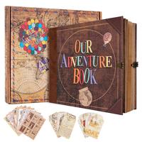 Our Adventure Book Scrapbook Photo Album Retro Style Embossed Letter Cover Travel Diary Journal Scrap Book Kit Mother's Day G...