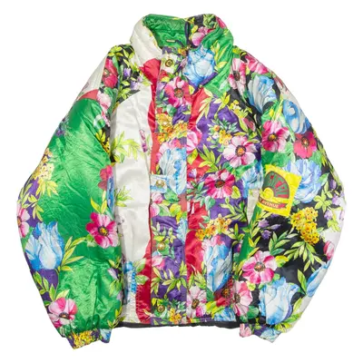 5 AVENUE Insulated Womens Jacket Green 90s Floral UK 10
