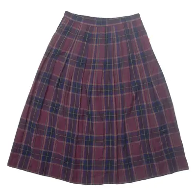 Womens Pleated Skirt Maroon Midi Check M