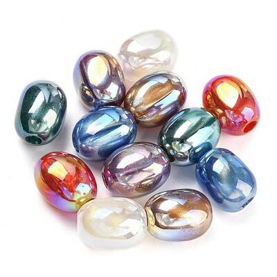 Rainbow Iridescent Plating Acrylic European Beads