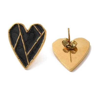 Ion Plating(IP) 304 Stainless Steel Heart Stud Earrings