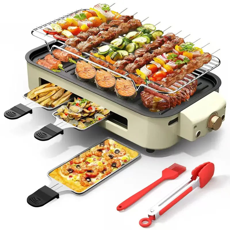 Indoor Smokeless Electric Korean BBQ Grill，Non-Stick Cooking Removable Plate,5 adjustable temperatures，Dishwasher Safe,15...