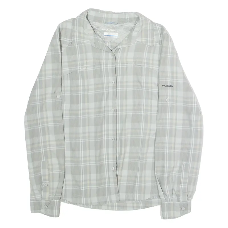 COLUMBIA Womens Shirt Grey Plaid Long Sleeve L