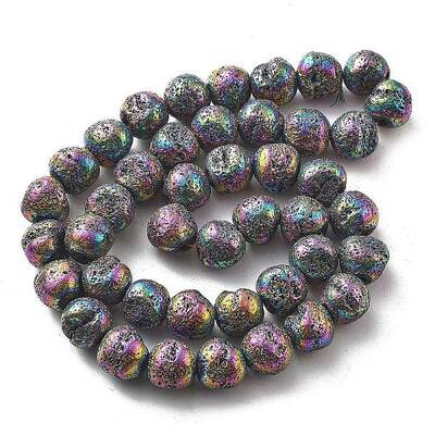 Electroplated Natural Lava Rock Beads Strands