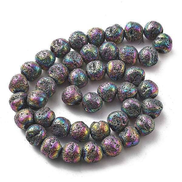 Electroplated Natural Lava Rock Beads Strands