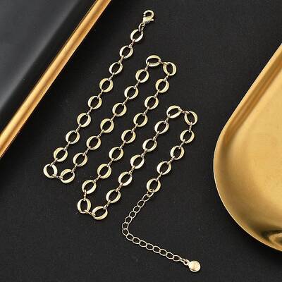Brass Oval Link Chain Necklaces for Women