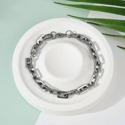 Tarnish Resistant Rectangle 201 Stainless Steel Chain Bracelets