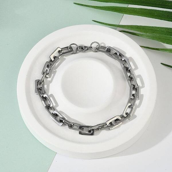 Tarnish Resistant Rectangle 201 Stainless Steel Chain Bracelets