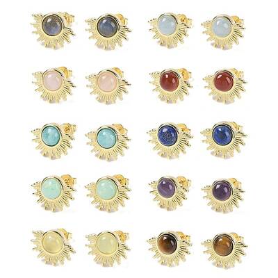 Natural Mixed Stone Stud Earrings