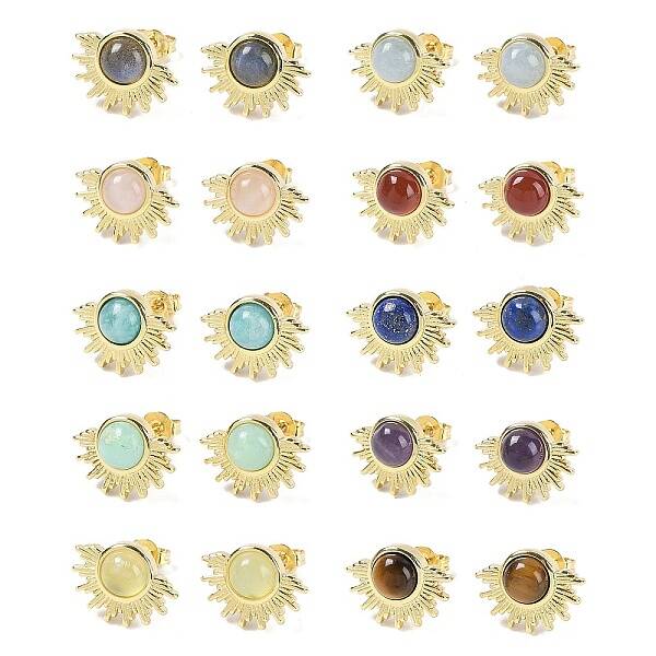 Natural Mixed Stone Stud Earrings