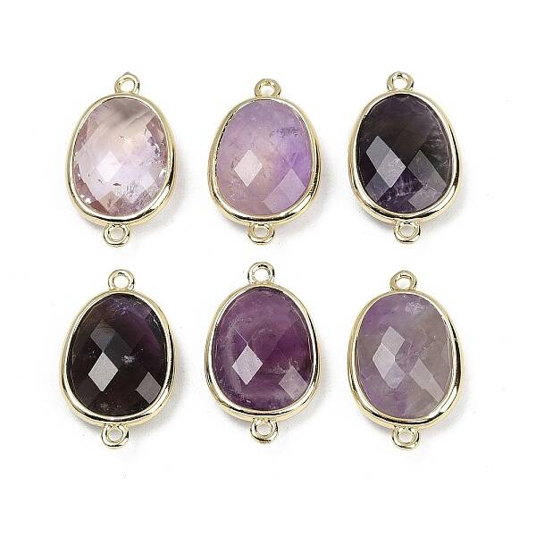 Natural Amethyst Faceted Connector Charms