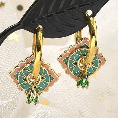 Brass Rhombus Hoop Earrings