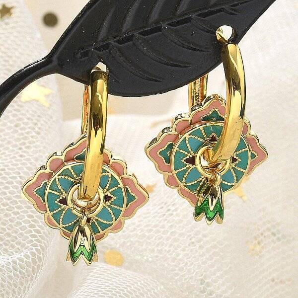 Brass Rhombus Hoop Earrings