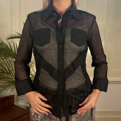 Laura Lindor Shirt - Medium Black Cotton Blend