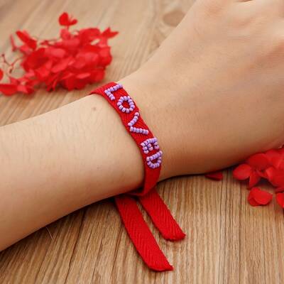 Word Loved Beaded Cord Bracelet