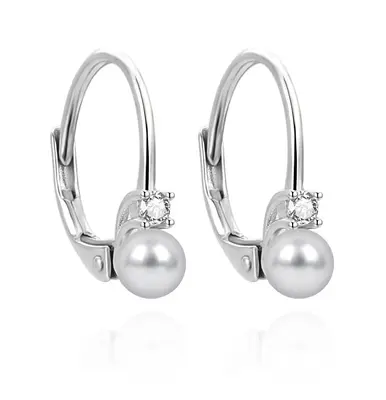Agato Fascinating silver earrings with freshwater pearl AGUC3513P-G