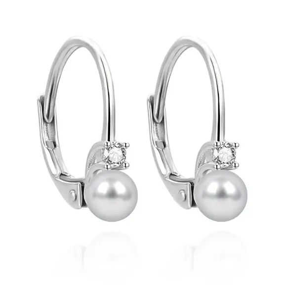 Agato Fascinating silver earrings with freshwater pearl AGUC3513P-G