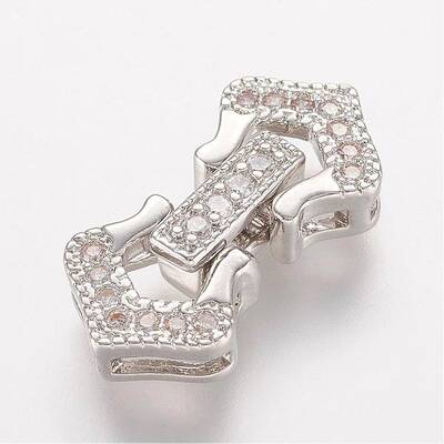 Brass Micro Pave Cubic Zirconia Fold Over Clasps