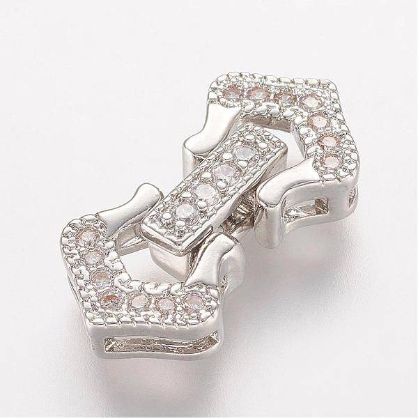 Brass Micro Pave Cubic Zirconia Fold Over Clasps