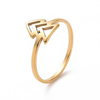 Ion Plating(IP) 201 Stainless Steel Arrow Mark Finger Ring for Women