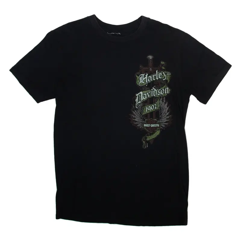 HARLEY DAVIDSON Mens Biker T-Shirt Blue L