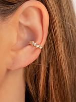 Women's Elegant Rhinestone Decorated Cuff Earrings, Flat Pierced Jewelry, Fashionable Cubic Zirconia Ear Jewelry for Party, D...