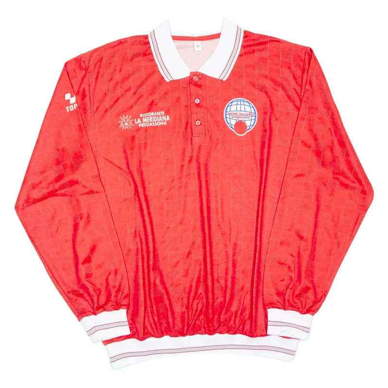 Mens Polo Shirt Red Long Sleeve XL