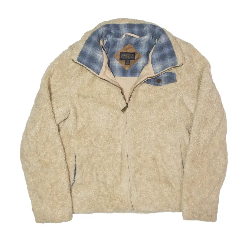 PENDLETON Faux Fur Fleece Jacket Cream Womens M
