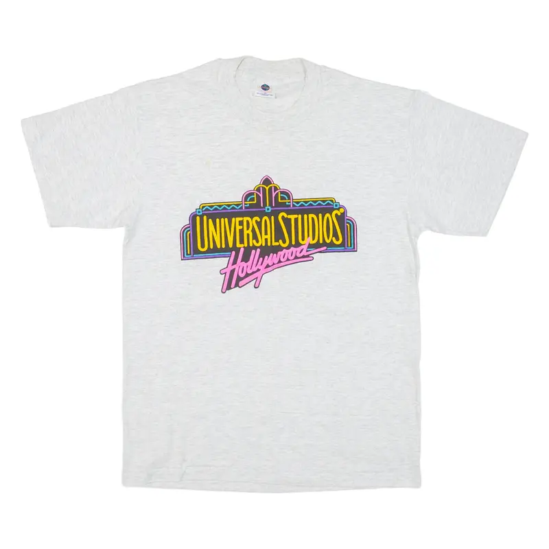 UNIVERSAL STUDIOS Hollywood Mens T-Shirt Grey USA Crew Neck M