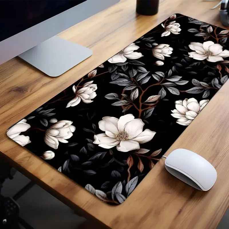 Floral Pattern Mouse Pad, 1 Count Non-slip Rubber Base Stitched Edge Desk Pad, Large Gaming Mouse Pad, Office Desk Accessorie...