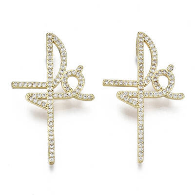 Brass Micro Pave Clear Cubic Zirconia Pendants