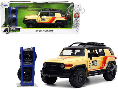 Toyota FJ Cruiser 938 Cream with Matt Black Top with Roof Rack and Stripes \
