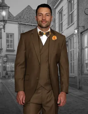 Slim Fit Design  Elegant Men's 3 Piece 100% Wool Suit