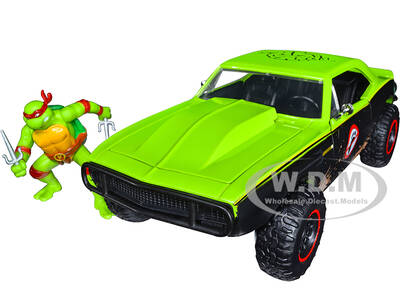1967 Chevrolet Camaro Offroad Bright Green and Matt Black (Dirty Version) and Raphael Diecast Figure \