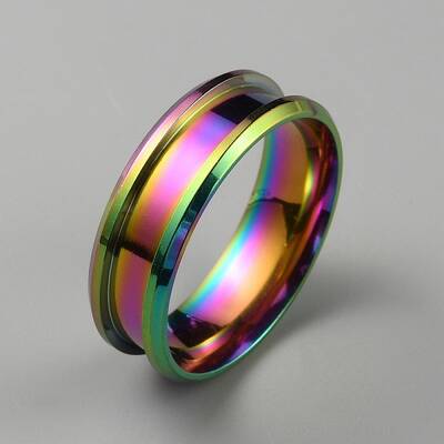 304 Stainless Steel Grooved Finger Ring Settings