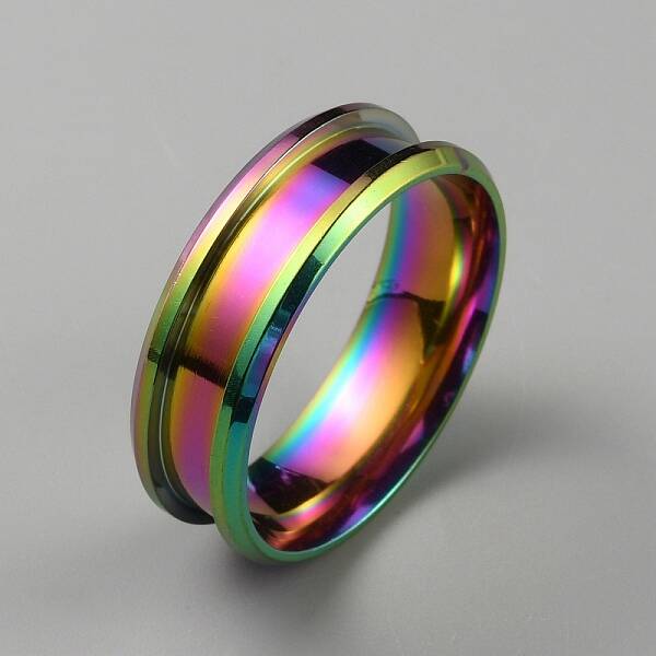 304 Stainless Steel Grooved Finger Ring Settings