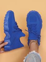 Women's Fashionable Colorblock Lace Up Front Low Top Sneakers, Casual Breathable Comfortable Sports Running Shoes, Contrast M...