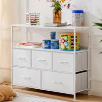 Sweet Furniture S -  Dresser TV Stand, Entertainment Center with 5 Fabric Drawers, Media Console Table for TV with Open Stora...