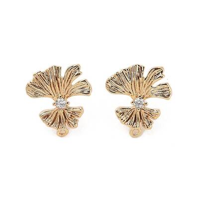 Brass with Clear Cubic Zirconia Stud Earring Findings