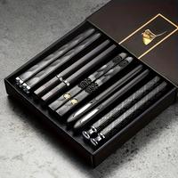 5 Pairs Reusable Metal Chopsticks Set - 9.5 Inch Dishwasher Safe, Non-Slip Fiberglass Chopsticks for Sushi, Pasta, Gnocchi & ...